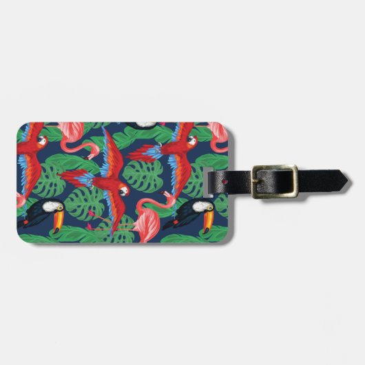 Tropische vogels in heldere kleuren bagagelabel (Voorkant horizontaal)