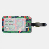 Tropische vogels in heldere kleuren bagagelabel (Achterkant horizontaal)