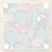 Tropische vogels in heldere kleuren glazen onderzetter (Achterkant)