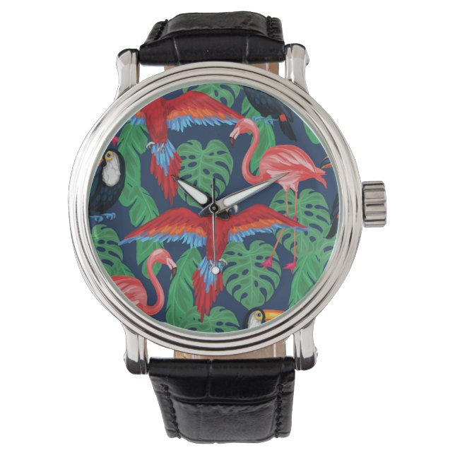 Tropische vogels in heldere kleuren horloge (Voorkant)