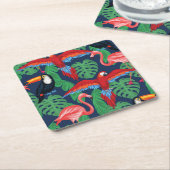 Tropische vogels in heldere kleuren kartonnen onderzetters (Schuin)