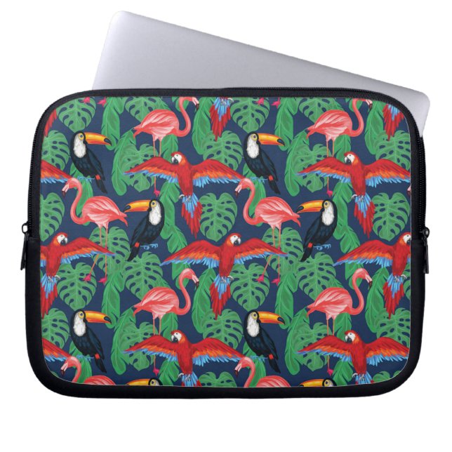 Tropische vogels in heldere kleuren laptop sleeve (Voorkant)