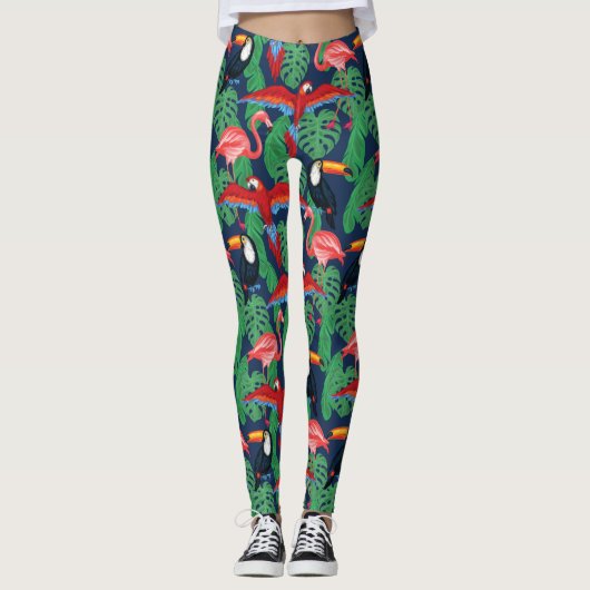 Tropische vogels in heldere kleuren leggings (Voorkant)