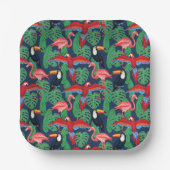 Tropische vogels in heldere kleuren papieren bordje (Voorkant)