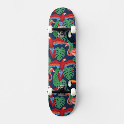 Tropische vogels in heldere kleuren persoonlijk skateboard (Voorkant)