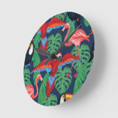 Tropische vogels in heldere kleuren ronde klok (Hoek)