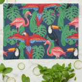 Tropische vogels in heldere kleuren theedoek (Gevouwen)