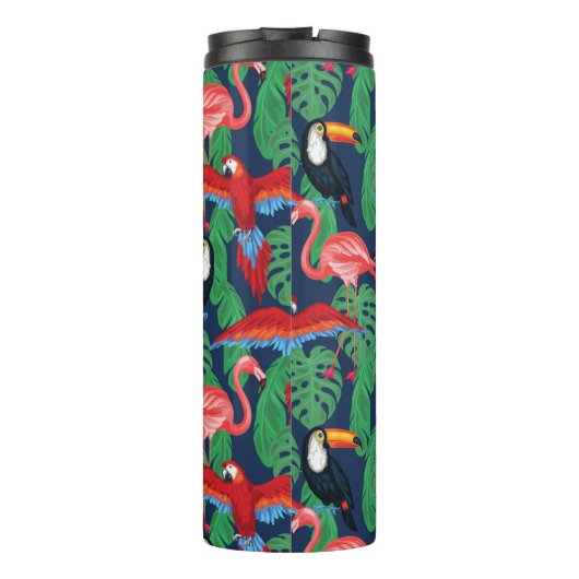 Tropische vogels in heldere kleuren thermosbeker (Achterkant)
