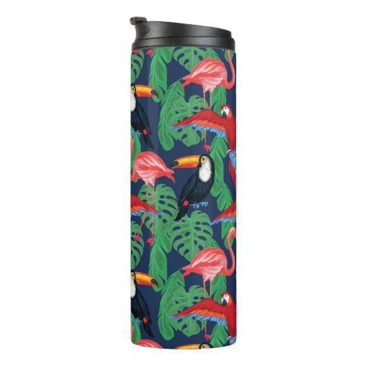 Tropische vogels in heldere kleuren thermosbeker (Geroteerd rechts)
