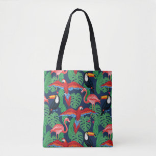 Tropische vogels in heldere kleuren tote bag