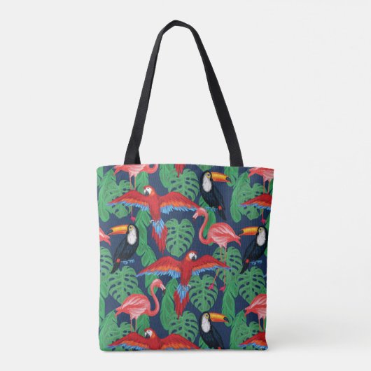 Tropische vogels in heldere kleuren tote bag (Achterkant)