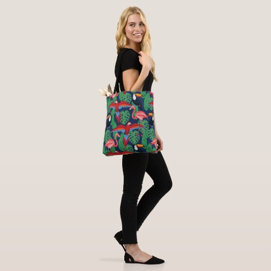 Tropische vogels in heldere kleuren tote bag (Op model)
