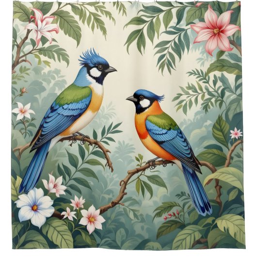 Tropische vogels in het Oerwoud Douchegordijn (Voorkant)