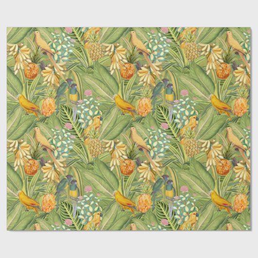 Tropische vogels in Oerwoud Paradise-geel Cadeaupapier (Vlak)