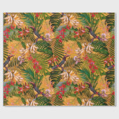 Tropische  vogels in Oerwoud Paradise-geel Cadeaupapier (Vlak)