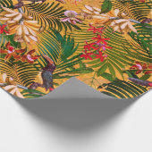 Tropische  vogels in Oerwoud Paradise-geel Cadeaupapier (Hoek)