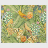 Tropische  vogels in Oerwoud Paradise-geel Cadeaupapier (Vlak)