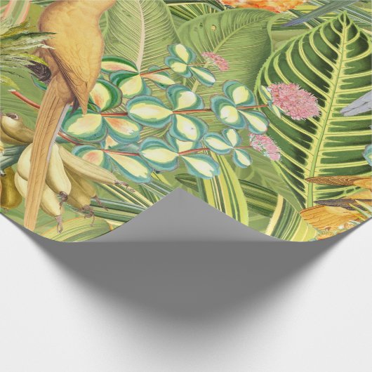 Tropische  vogels in Oerwoud Paradise-geel Cadeaupapier (Hoek)