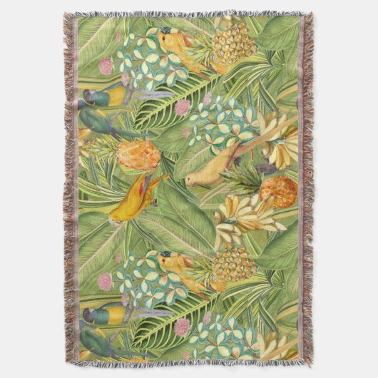Tropische  vogels in Oerwoud Paradise-geel Deken (Voorkant Verticaal)