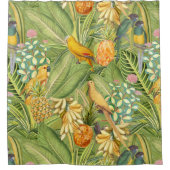 Tropische  vogels in Oerwoud Paradise-geel Douchegordijn (Voorkant)