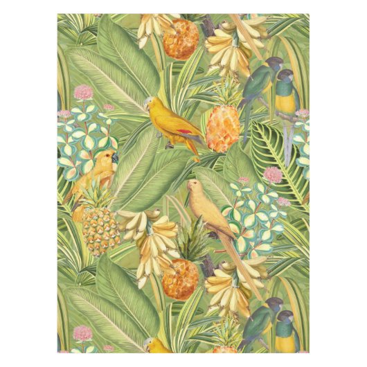 Tropische vogels in Oerwoud Paradise-geel Tafelkleed (Voorkant)