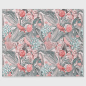 Tropische  vogels in Oerwoud Paradise roze Cadeaupapier (Vlak)