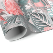 Tropische  vogels in Oerwoud Paradise roze Cadeaupapier (Rol Hoek)