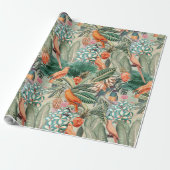 Tropische  vogels in Oerwoud Paradise sepia Cadeaupapier (Uitgerold)