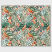 Tropische  vogels in Oerwoud Paradise sepia Cadeaupapier (Vlak)