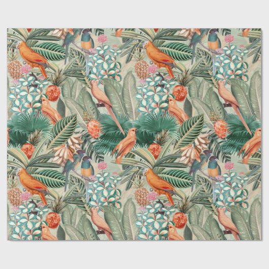 Tropische  vogels in Oerwoud Paradise sepia Cadeaupapier (Vlak)