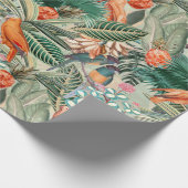 Tropische  vogels in Oerwoud Paradise sepia Cadeaupapier (Hoek)