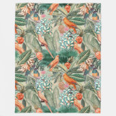 Tropische  vogels in Oerwoud Paradise sepia Fleece Deken (Voorkant)