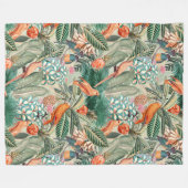 Tropische  vogels in Oerwoud Paradise sepia Fleece Deken (Voorkant (Horizontaal))