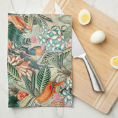 Tropische  vogels in Oerwoud Paradise sepia Theedoek (Quarter Fold)