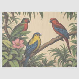 Tropische Vogels Krachtige Illustratie Tissuepapier