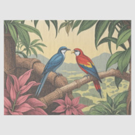 Tropische Vogels Krachtige Illustratie Tissuepapier