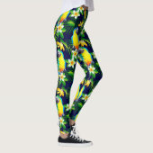 Tropische vogels - Parrots en Hibiscus op Black Ba Leggings (Rechts)