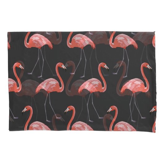 Tropische vogels, roze flamingo's, naadloos kussensloop (Voorkant)