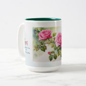 Tropische Vogels & Rozen 15oz Twee-Tone Keramische Tweekleurige Koffiemok (Voorkant links)