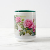 Tropische Vogels & Rozen 15oz Twee-Tone Keramische Tweekleurige Koffiemok (Center)