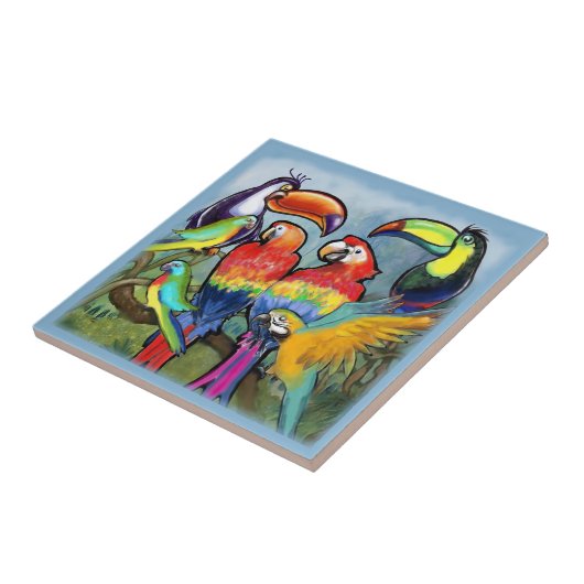 Tropische vogels tegeltje (Zijkant)
