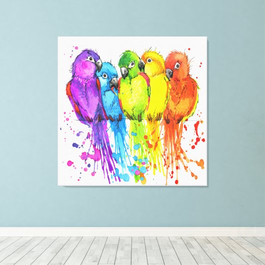 Tropische vogels van een schilderkunst van het doe canvas afdruk (Insitu (Houten vloer))