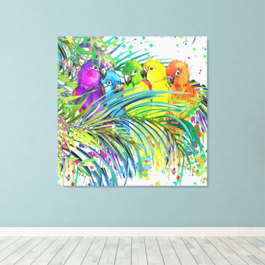 Tropische vogels van een schilderkunst van het doe canvas afdruk (Insitu (Houten vloer))