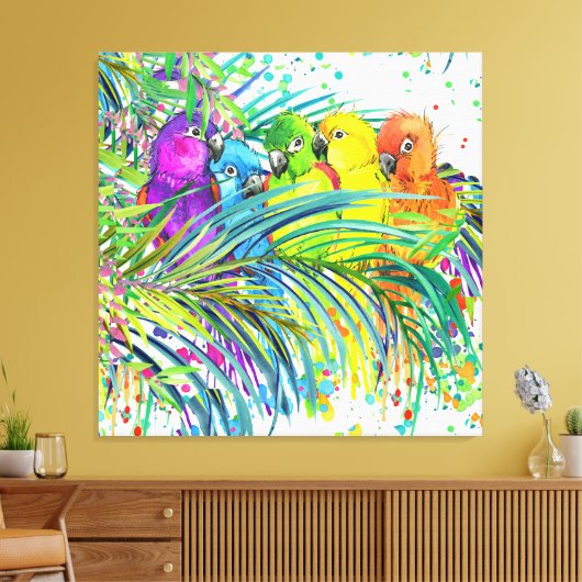 Tropische vogels van een schilderkunst van het doe canvas afdruk (Insitu (Woonkamer))