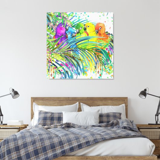Tropische vogels van een schilderkunst van het doe canvas afdruk (Insitu (Slaapkamer))