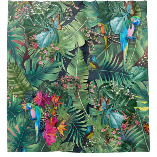 Tropische vogels van het paradijs douchegordijn (Voorkant)