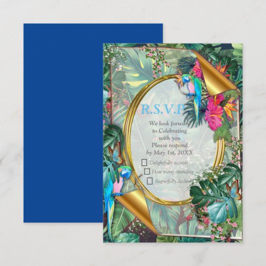Tropische vogels van het paradijs RSVP kaartje (Voorkant / Achterkant)