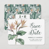 Tropische vogels van het paradijshuwelijk save the date (Voorkant / Achterkant)