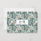 Tropische vogels van het paradijshuwelijk save the date (Achterkant)