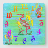 Tropische vogels vierkante klok (Voorkant)